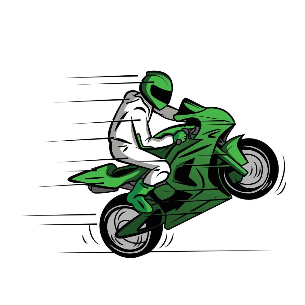 ilustração de corrida de moto verde vetor