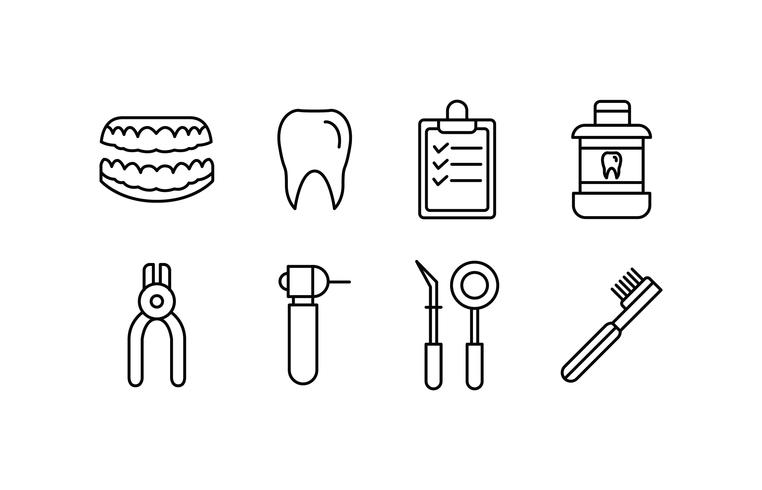 Conjunto de ícones de dentista vetor
