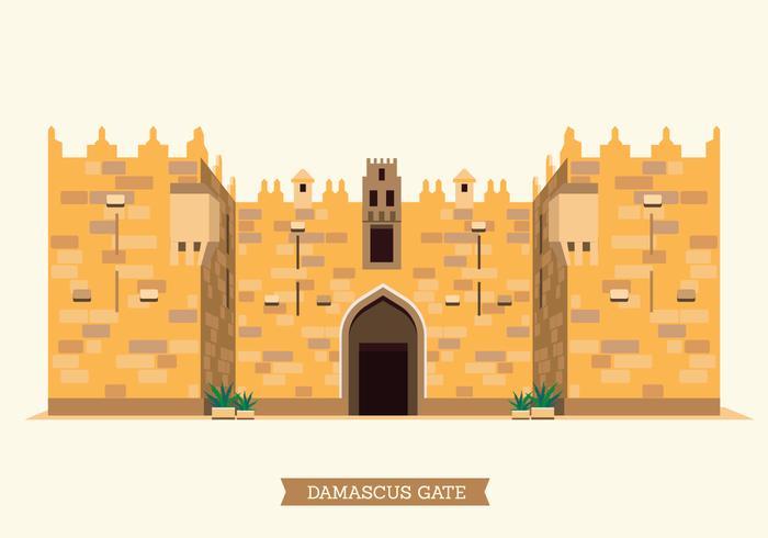 Ilustração da porta da cidade velha de Jerusalém, Damasco vetor