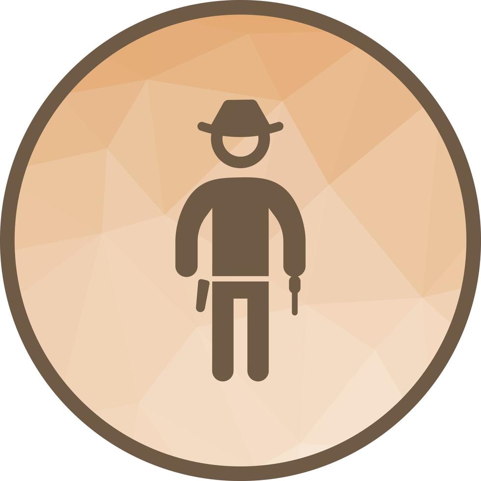 cowboy com ícone de plano de fundo baixo poli de arma vetor