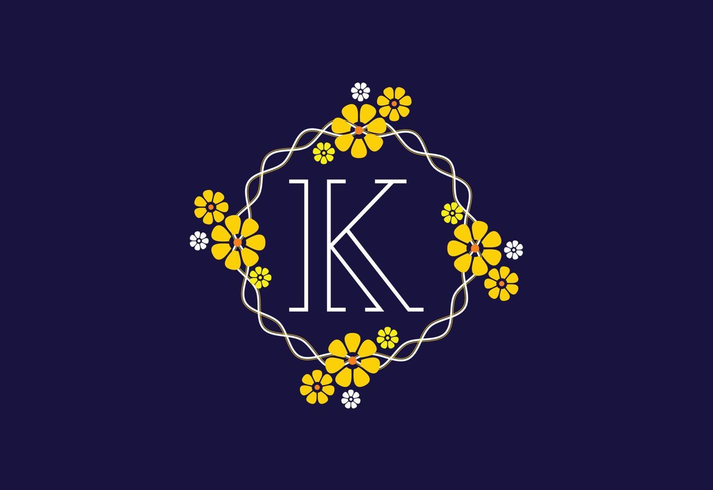 monograma floral letra k. alfabeto inicial com elementos botânicos. design de vetor de alfabeto floral