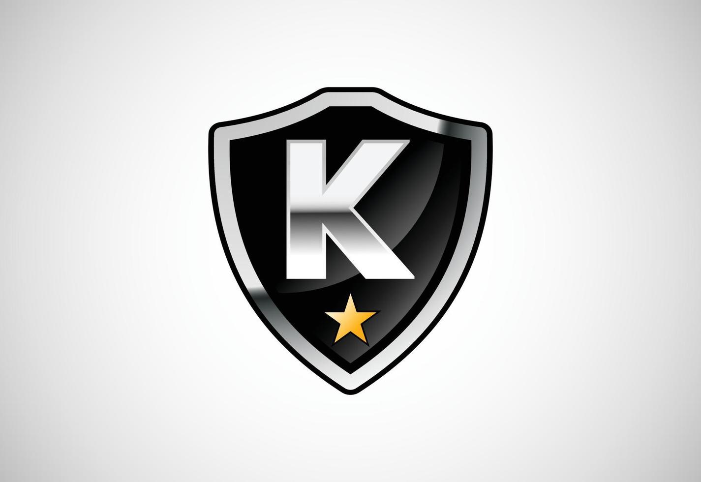 letra inicial k com ilustração em vetor escudo ícone logotipo design. escudo com alfabeto monograma