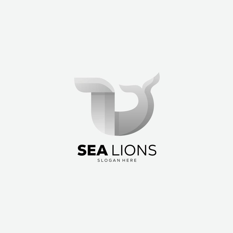 modelo de logotipo de ilustração de design de leões marinhos vetor