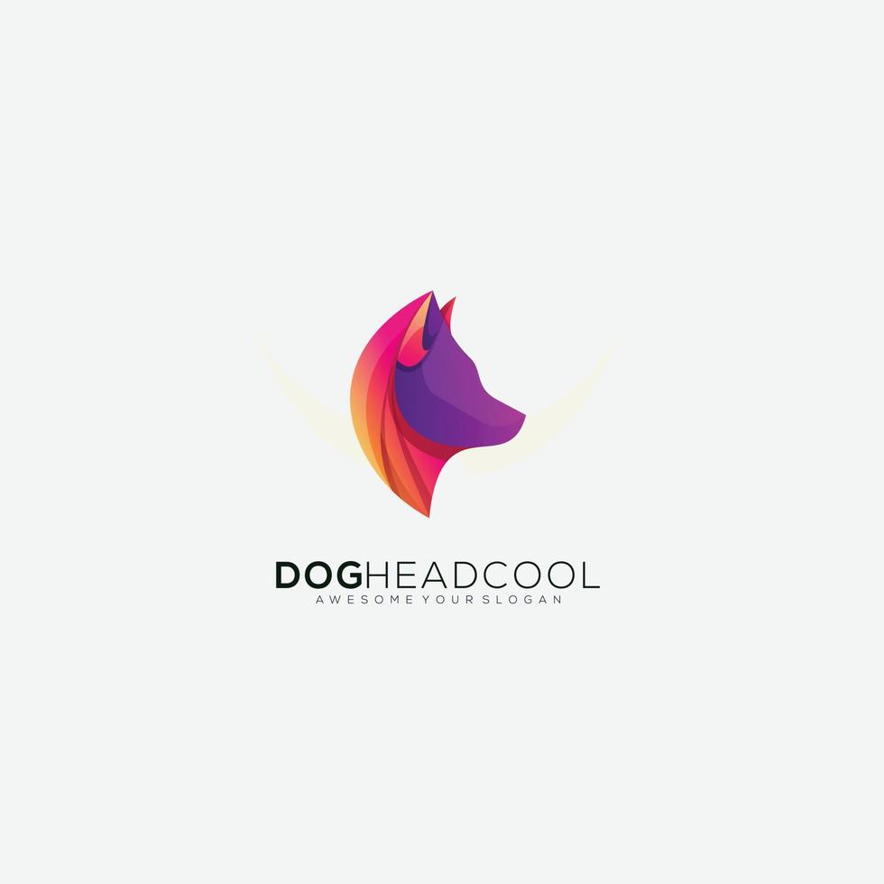 cabeça de cachorro design logotipo gradiente ilustração colorida vetor