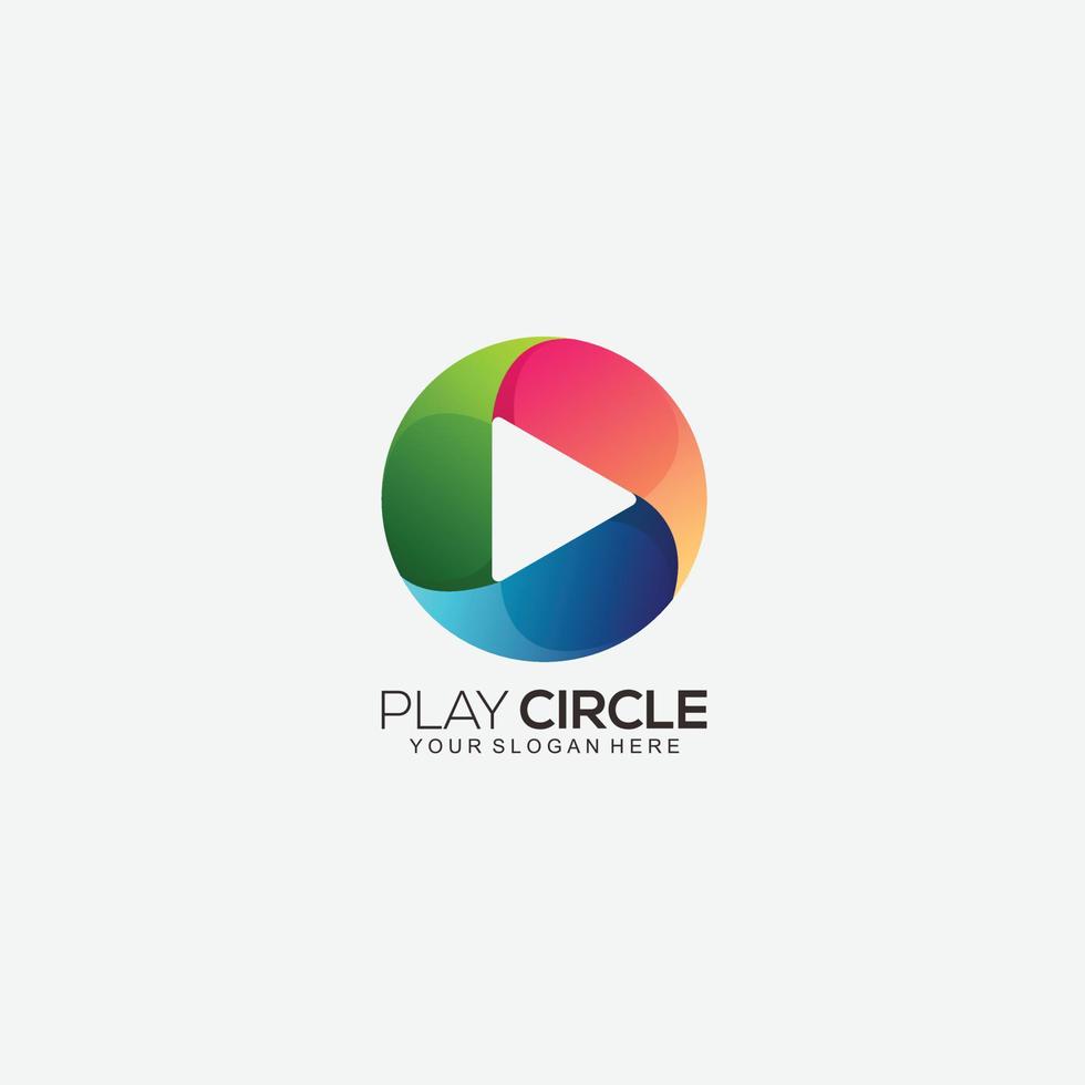 jogar ícone de cor gradiente de design de logotipo de círculo vetor