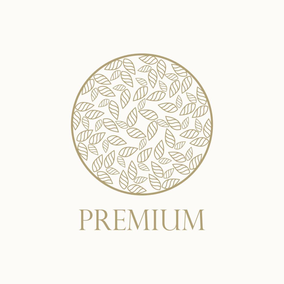 logotipo de vetor abstrato de arte de folha de círculo, logotipo de ouro, design de logotipo plano, logotipo de vetor premium