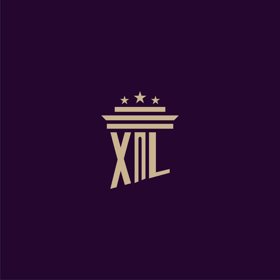 design de logotipo de monograma inicial xl para advogados de escritório de advocacia com imagem vetorial de pilar vetor
