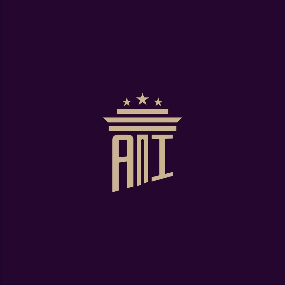 design de logotipo de monograma inicial ai para advogados de escritório de advocacia com imagem vetorial de pilar vetor