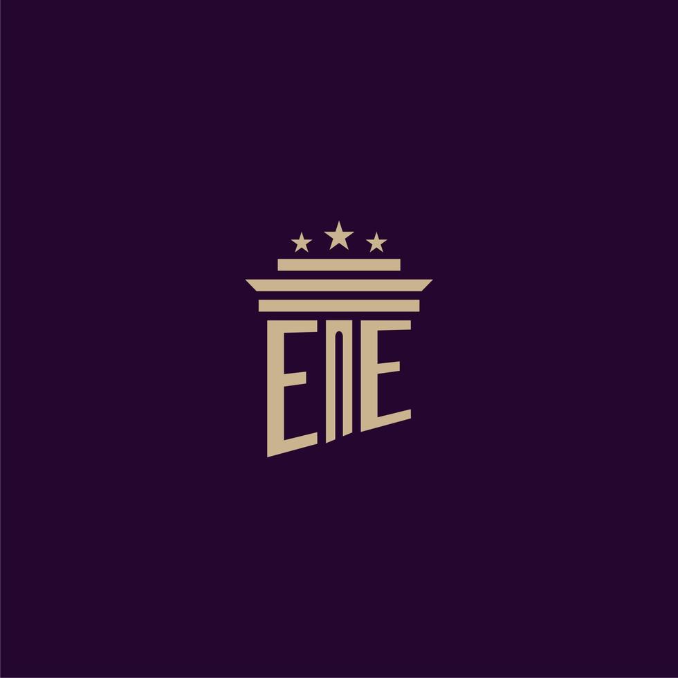 design de logotipo de monograma inicial ee para advogados de escritório de advocacia com imagem vetorial de pilar vetor