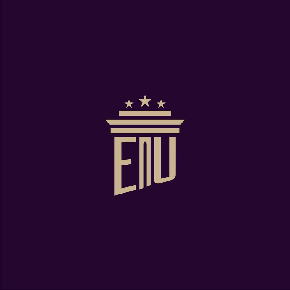 design de logotipo de monograma inicial da ue para advogados de escritório de advocacia com imagem vetorial de pilar vetor