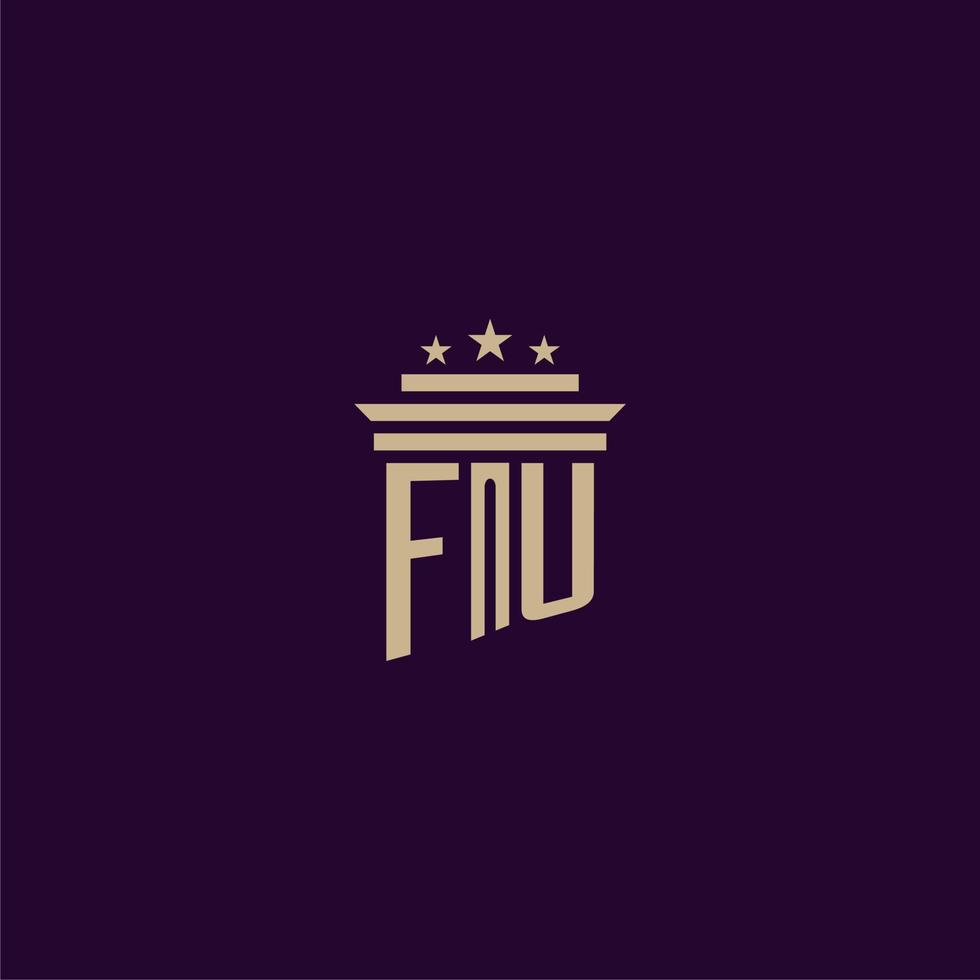 design de logotipo de monograma inicial fu para advogados de escritório de advocacia com imagem vetorial de pilar vetor