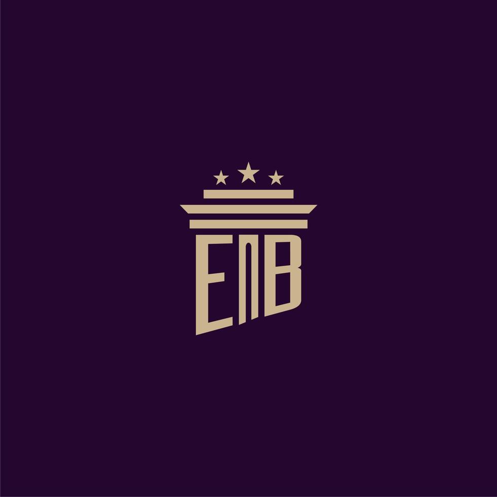 design de logotipo de monograma inicial eb para advogados de escritório de advocacia com imagem vetorial de pilar vetor