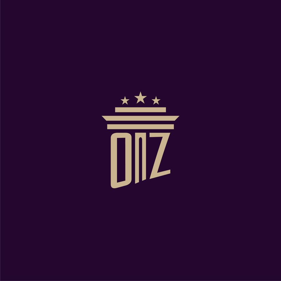 design de logotipo de monograma inicial oz para advogados de escritório de advocacia com imagem vetorial de pilar vetor