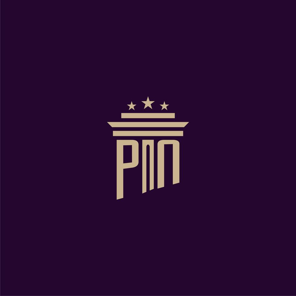 design de logotipo de monograma inicial pn para advogados de escritório de advocacia com imagem vetorial de pilar vetor