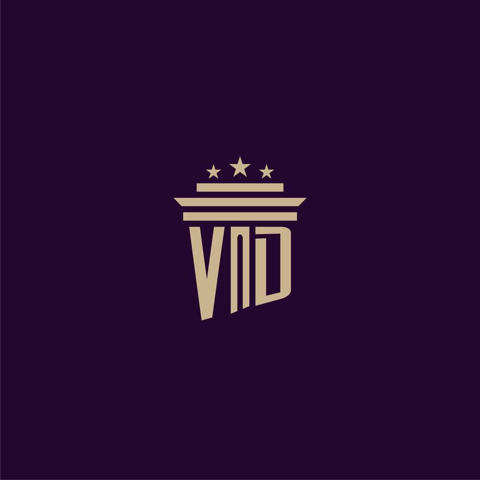 design de logotipo de monograma inicial vd para advogados de escritório de advocacia com imagem vetorial de pilar vetor