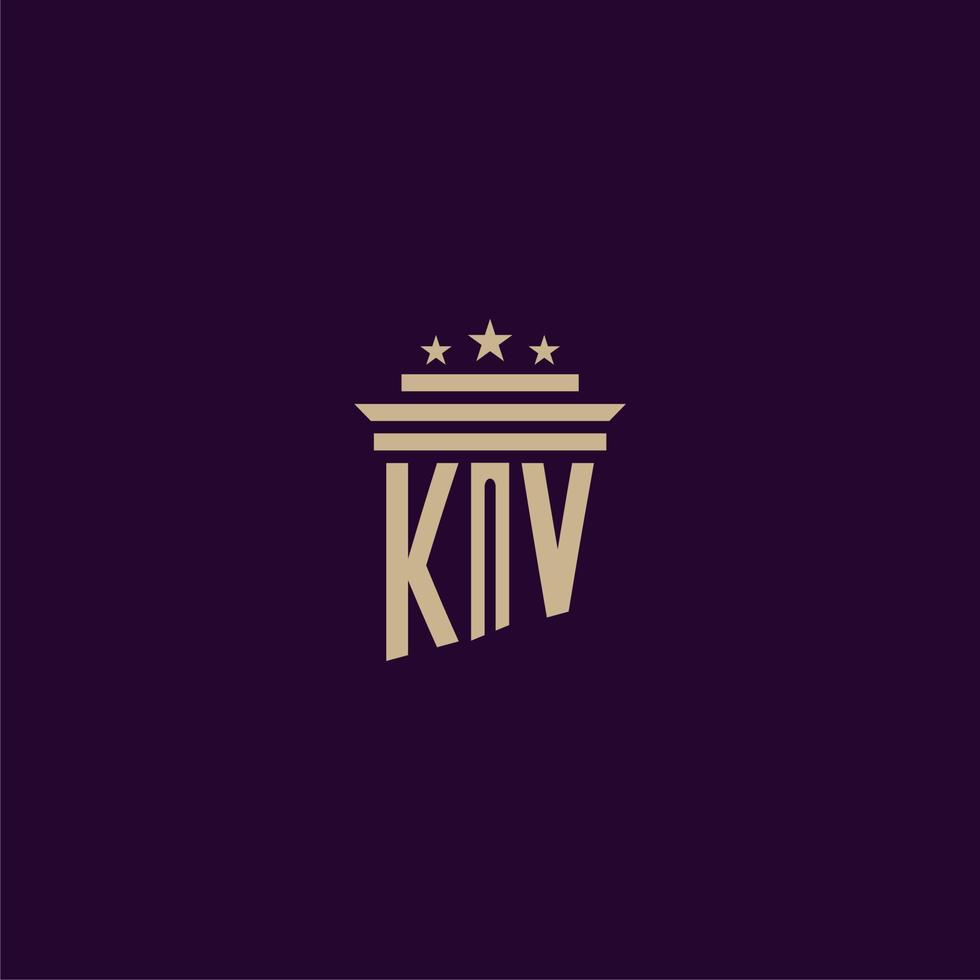 design de logotipo de monograma inicial kv para advogados de escritório de advocacia com imagem vetorial de pilar vetor
