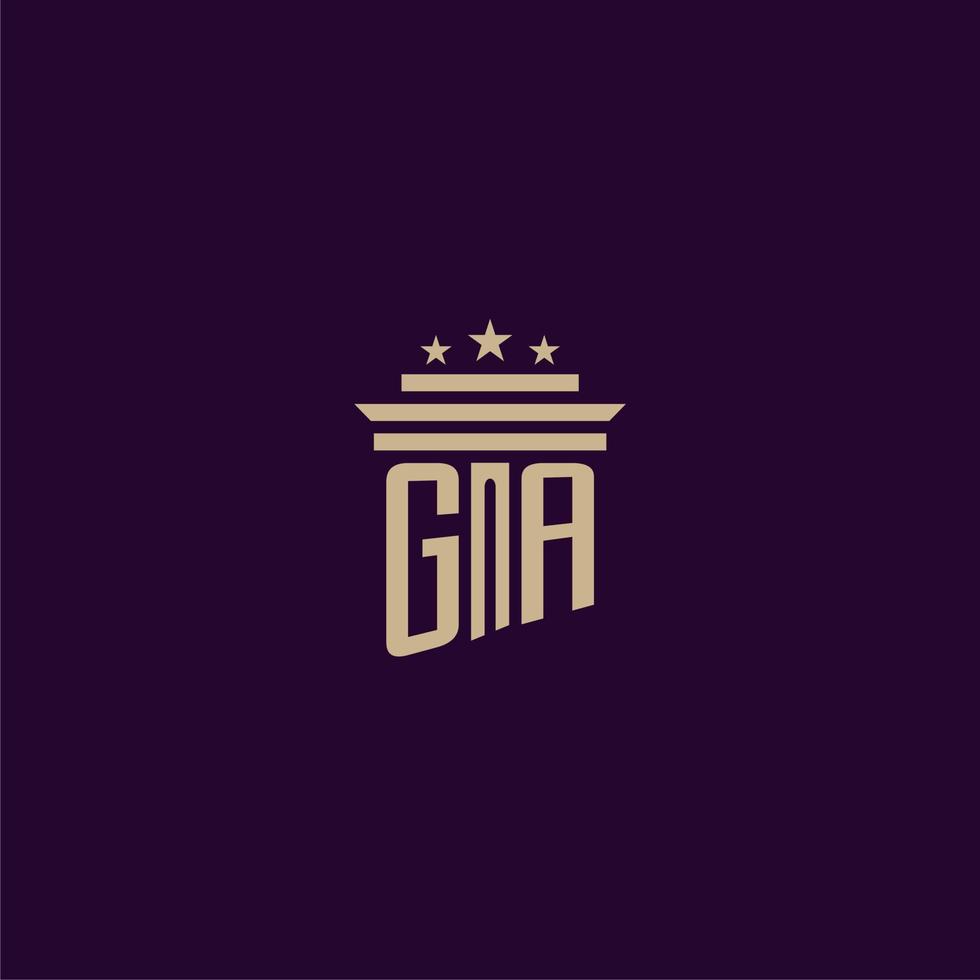 ga design de logotipo de monograma inicial para advogados de escritório de advocacia com imagem vetorial de pilar vetor