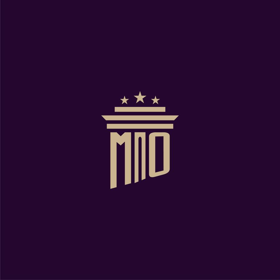 mo design de logotipo monograma inicial para advogados de escritório de advocacia com imagem vetorial de pilar vetor