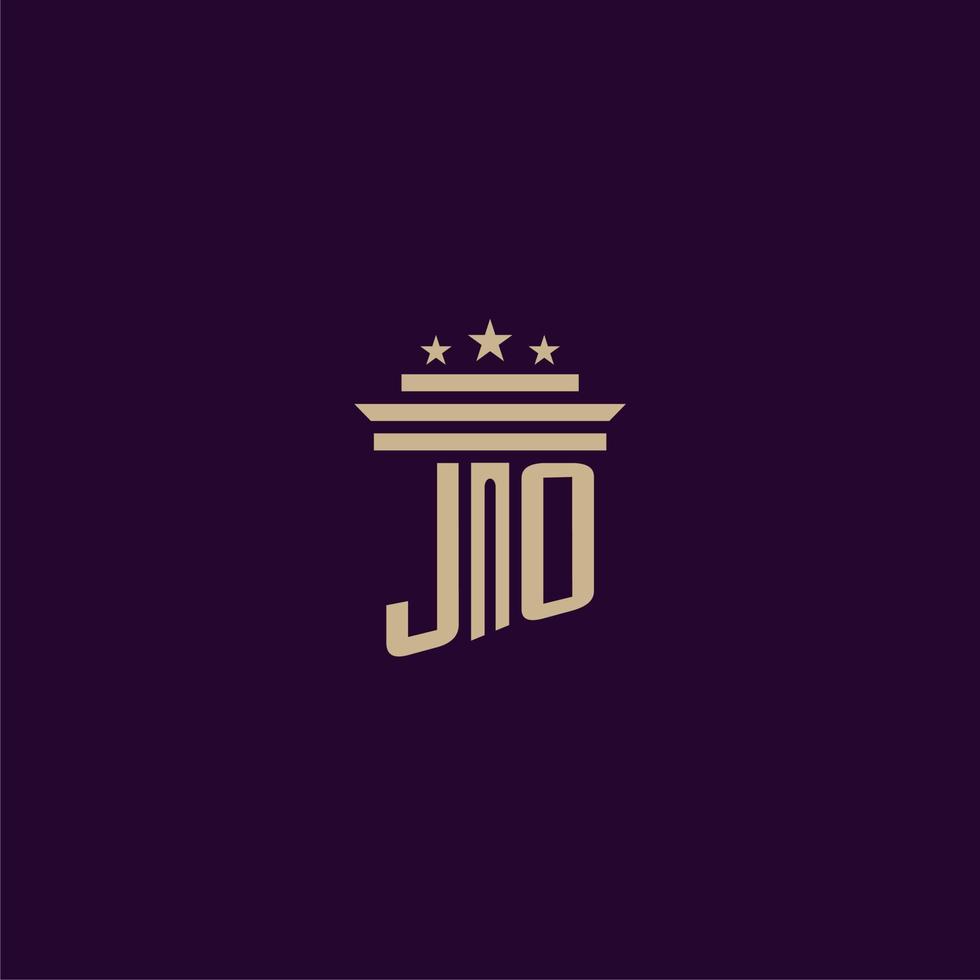 jo design de logotipo de monograma inicial para advogados de escritório de advocacia com imagem vetorial de pilar vetor