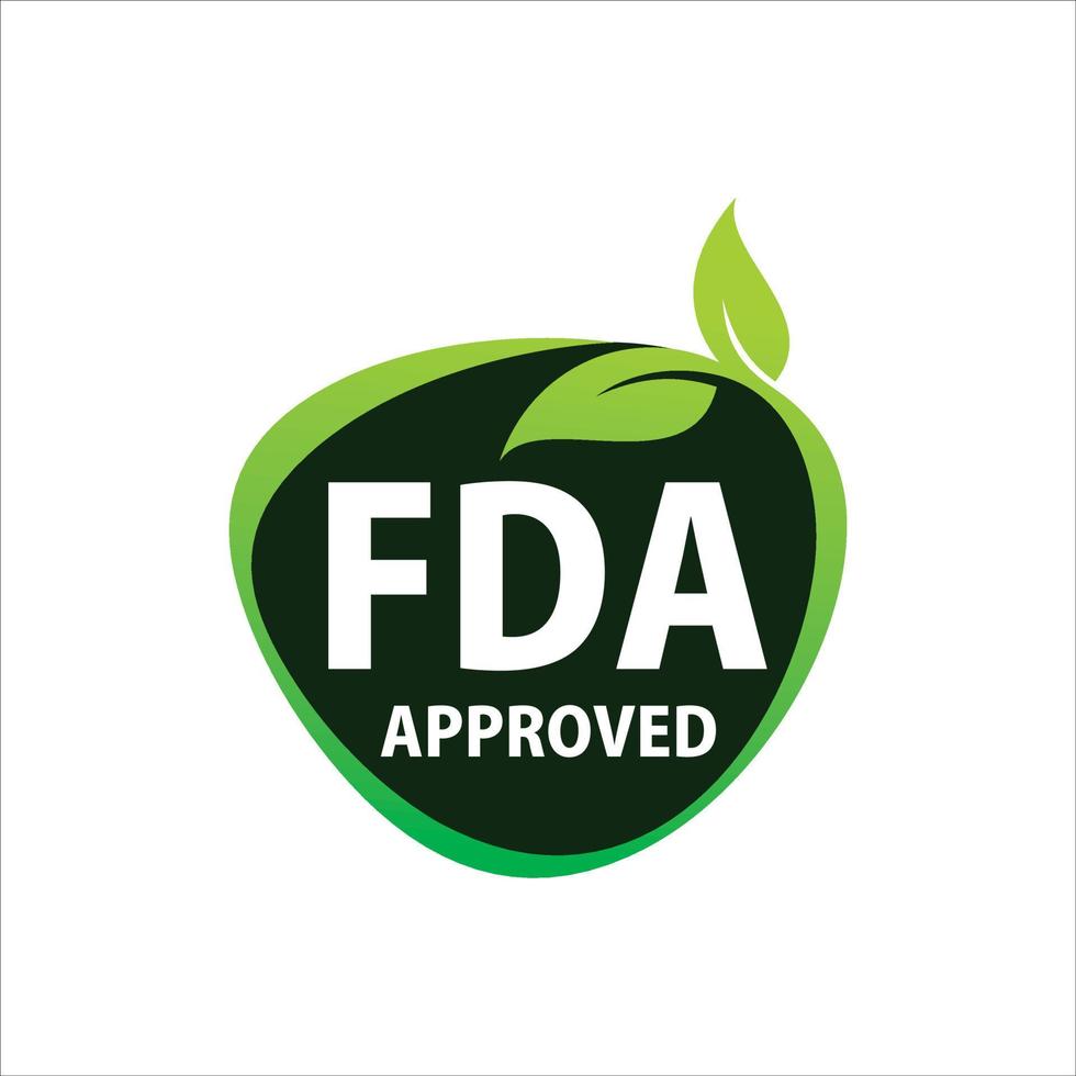 ícone de administração de alimentos e medicamentos aprovados pela FDA, símbolo, etiqueta, crachá, logotipo, selo vetor