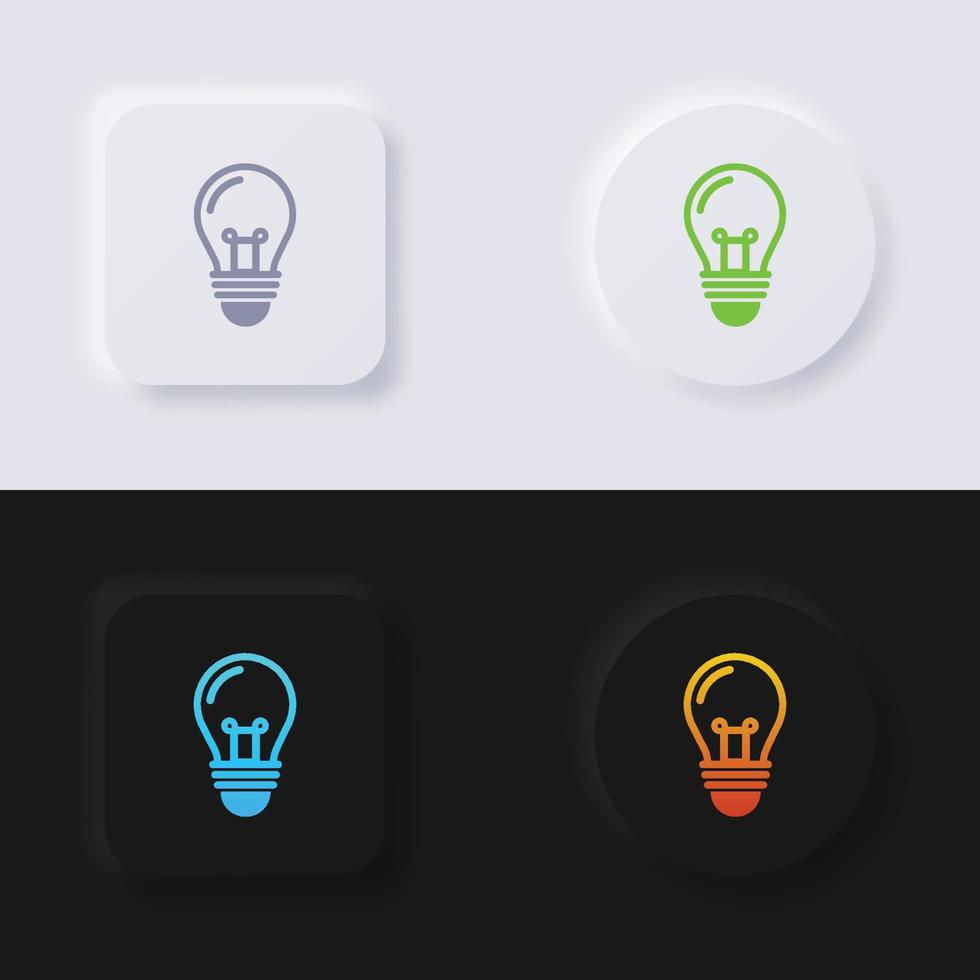 conjunto de ícones de lâmpada, design de interface do usuário suave de botão de neumorfismo multicolorido para web design, interface do usuário de aplicativo e muito mais, botão, vetor. vetor