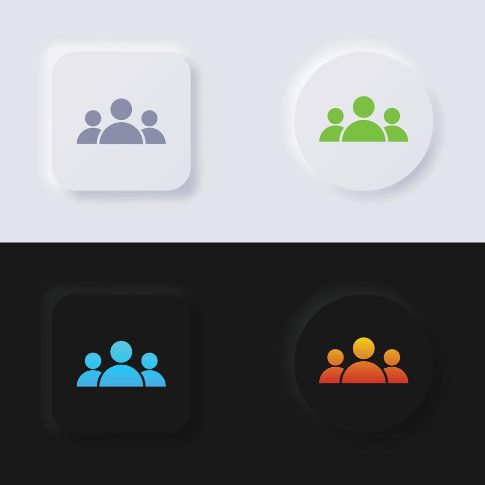conjunto de ícones de grupo de pessoas, design de interface do usuário suave de botão de neumorfismo multicolorido para web design, interface do usuário de aplicativo e muito mais, botão, vetor. vetor
