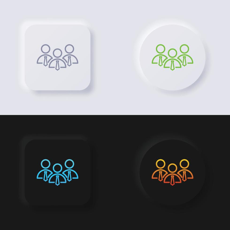 conjunto de ícones de grupo de pessoas, design de interface do usuário suave de botão de neumorfismo multicolorido para web design, interface do usuário de aplicativo e muito mais, botão, vetor. vetor