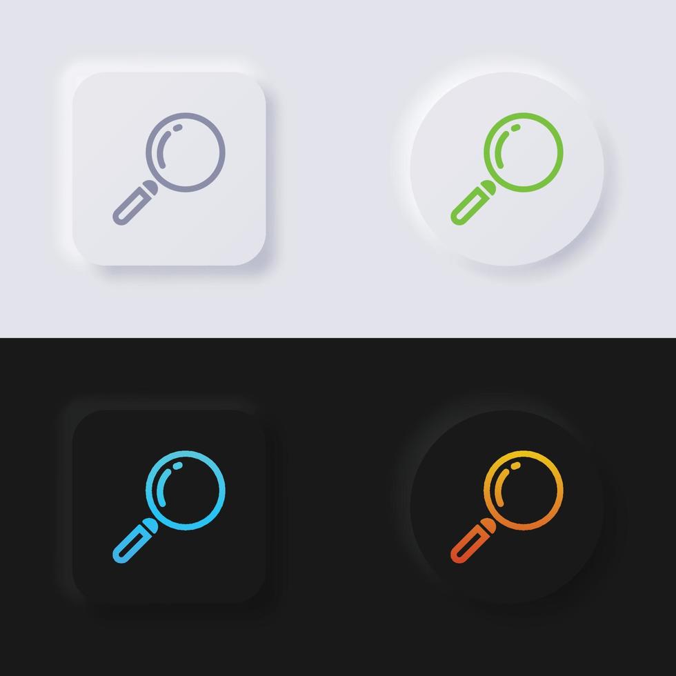 conjunto de ícones de lupa, design de interface do usuário suave de botão de neumorfismo multicolorido para web design, interface do usuário de aplicativo e muito mais, botão, vetor. vetor