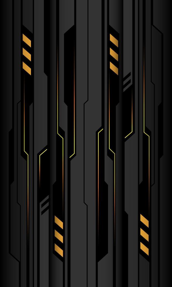 sombra de circuito cibernético preto amarelo abstrato no vetor de fundo futurista de design metálico cinza tecnologia moderna