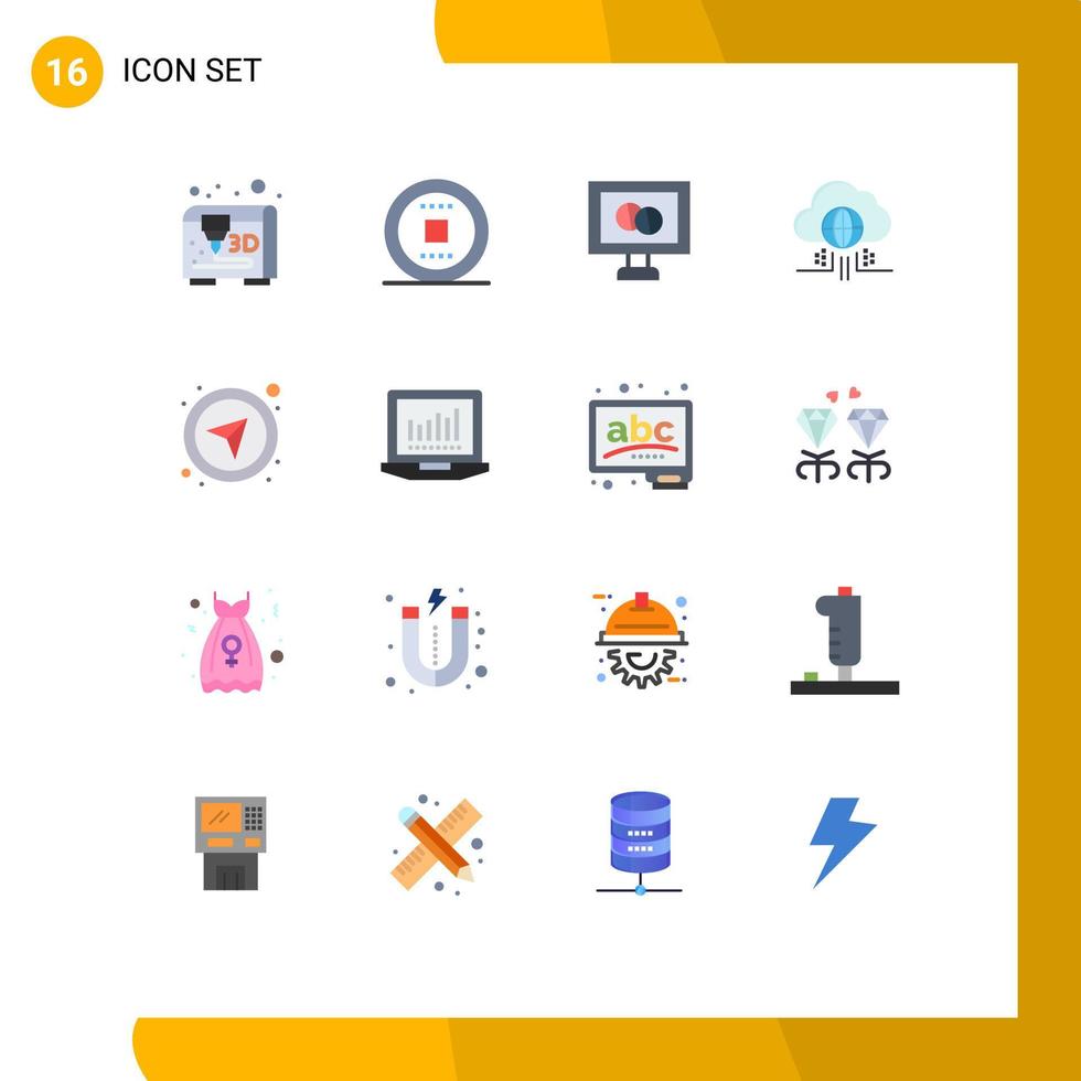 16 ícones criativos sinais modernos e símbolos de laptop gps tablet tecnologia direcional pacote editável de elementos de design de vetores criativos