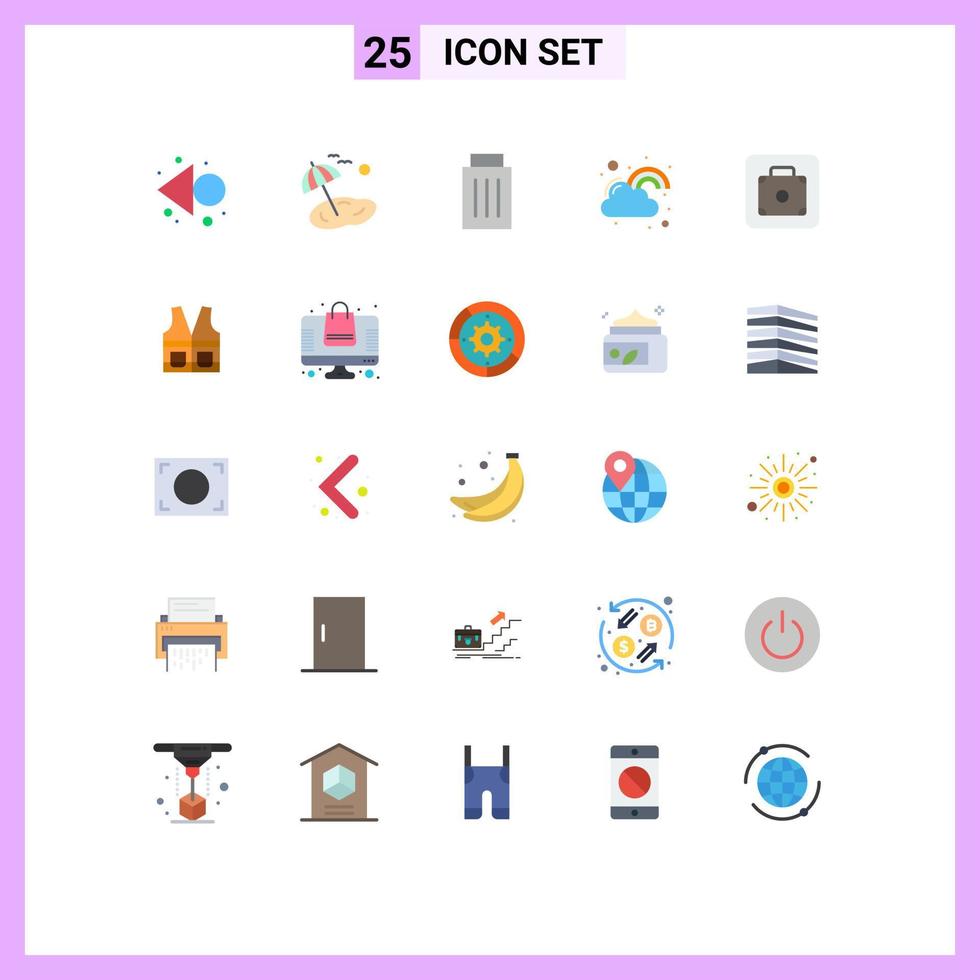 25 ícones criativos sinais modernos e símbolos de interface de sorte de elevador sorte feliz elementos de design de vetores editáveis