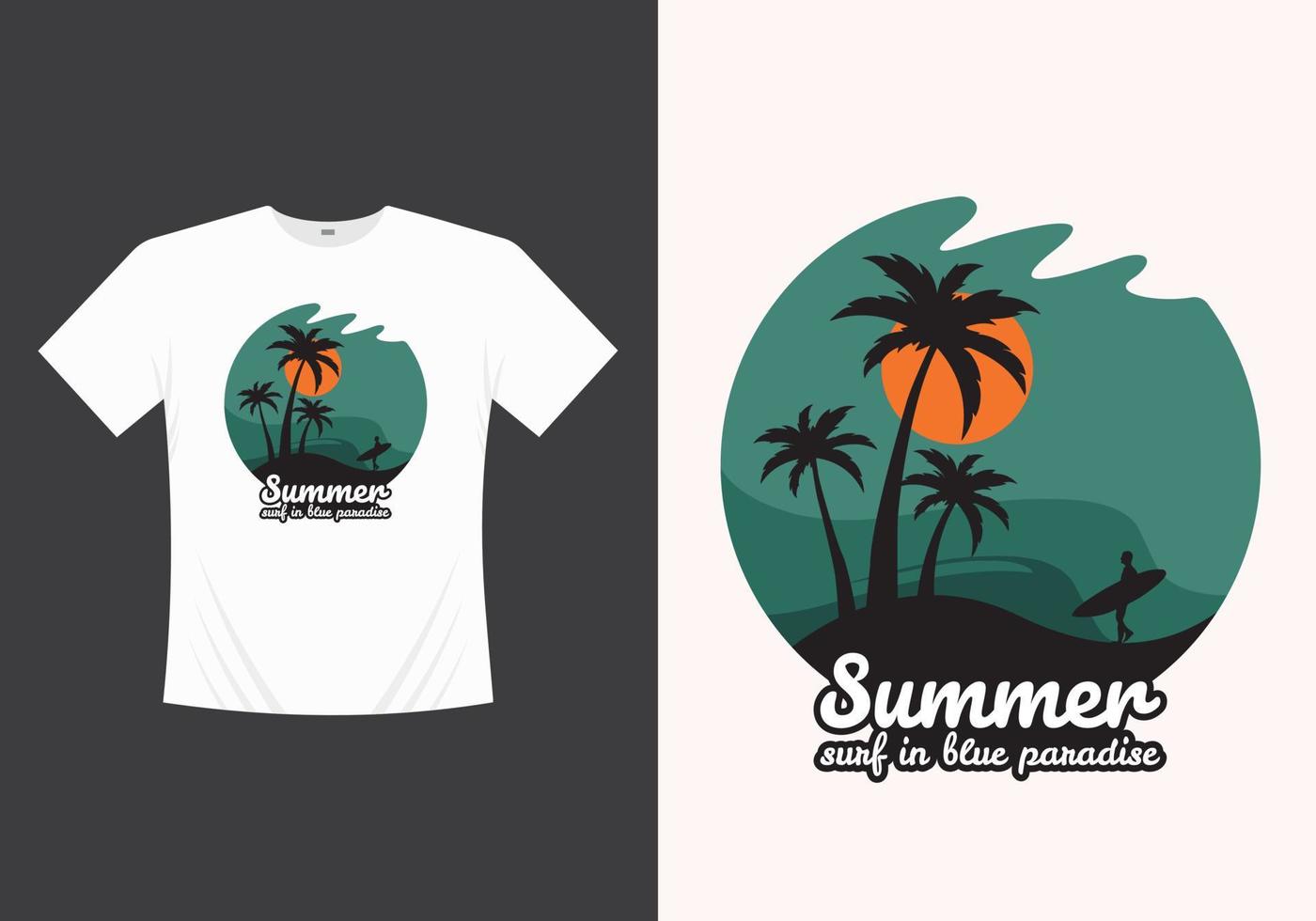 linha de praia de verão design de camiseta vetorial angustiada com ilustração de silhueta de palmeiras, para impressão de camiseta e outros usos. vetor
