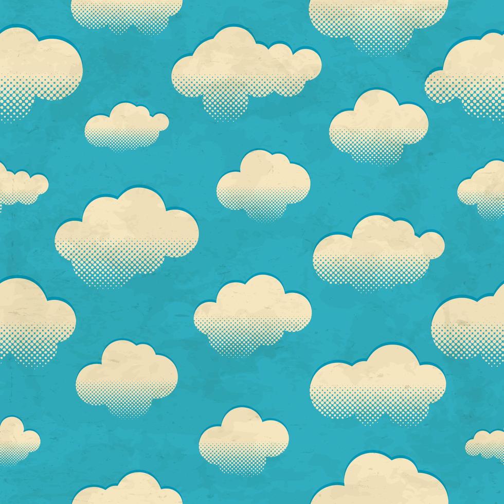 vintage envelhecido padrão perfeito com grandes nuvens no céu vetor
