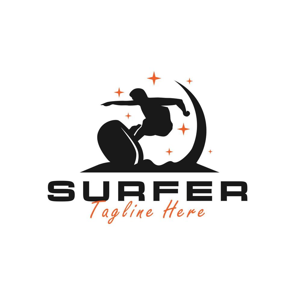 design de logotipo de ilustração vetorial de esporte surf vetor