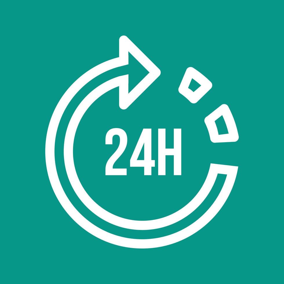 ícone de fundo de cor de linha de serviço 24 horas vetor