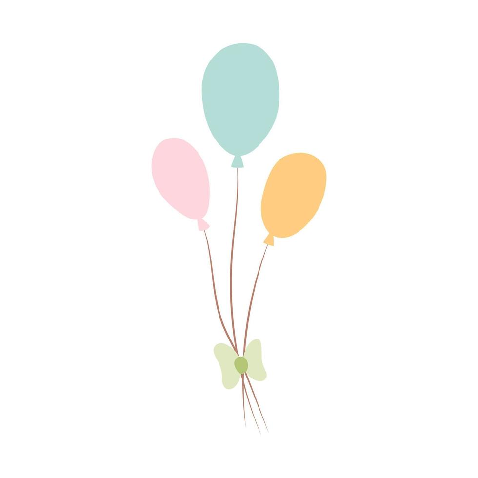 três balões em tons pastel. cartão de feliz aniversário. ilustração vetorial vetor