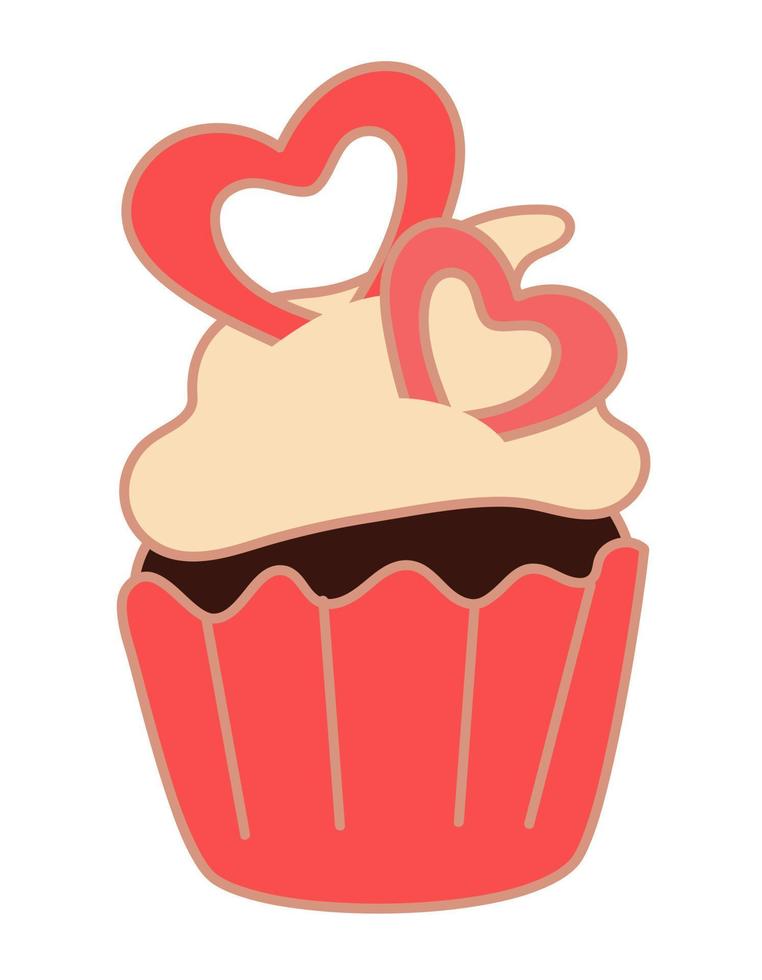 cupcakes individuais doces. muffins cremosos com decoração. comida deliciosa. confeitaria. ilustração em vetor de bolos doces em um fundo branco. ilustração para cartão postal