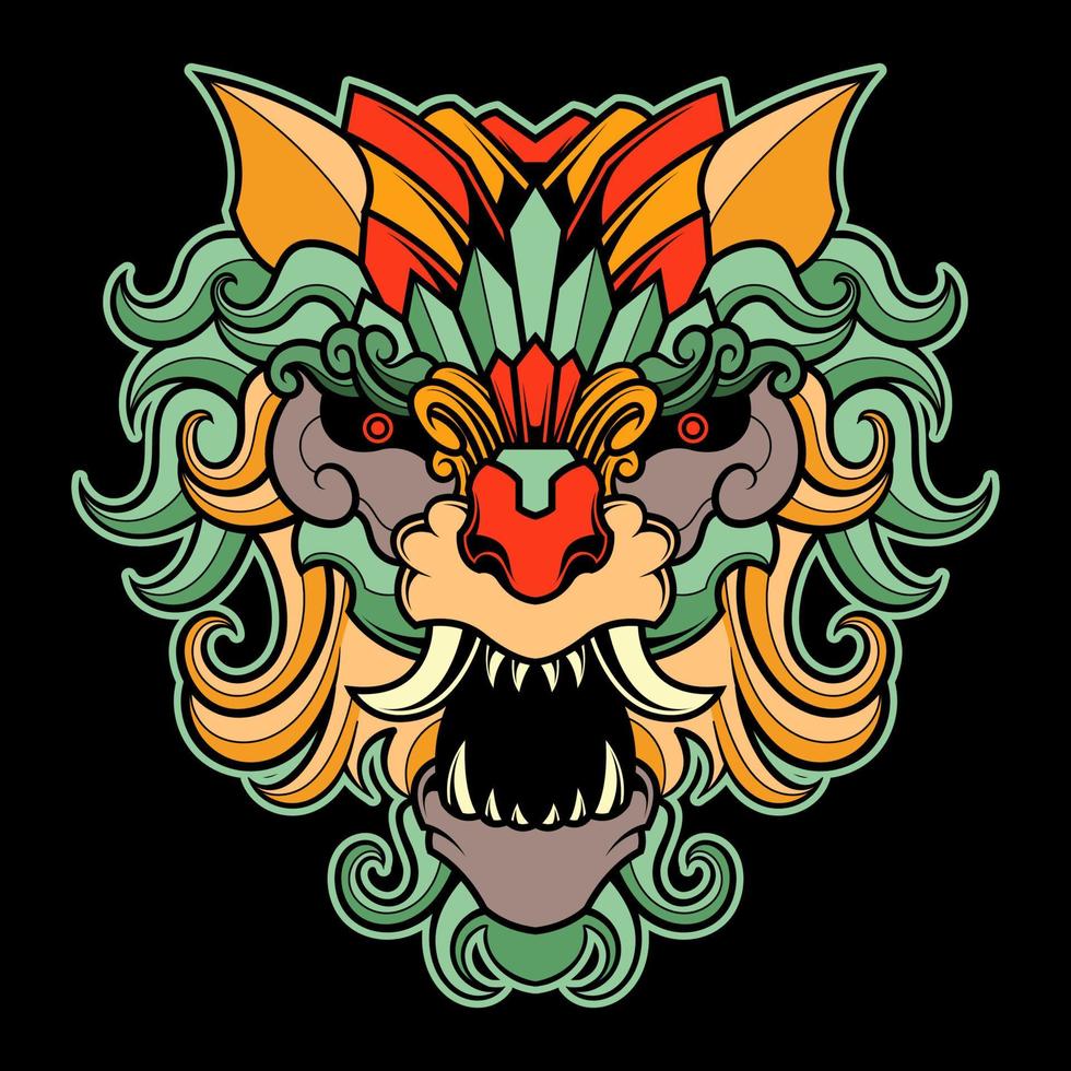 ilustração de cabeça de lobo de ornamento étnico vetor