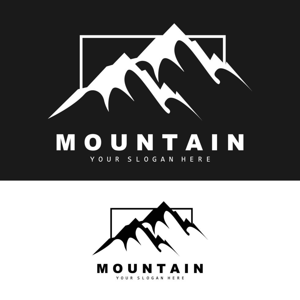 design de logotipo de montanha, lugar vetorial para caminhante de amantes da natureza vetor