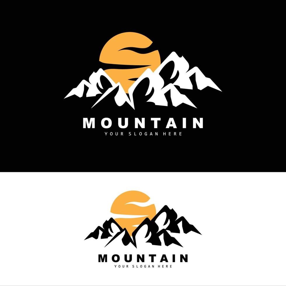 design de logotipo de montanha, lugar vetorial para caminhante de amantes da natureza vetor