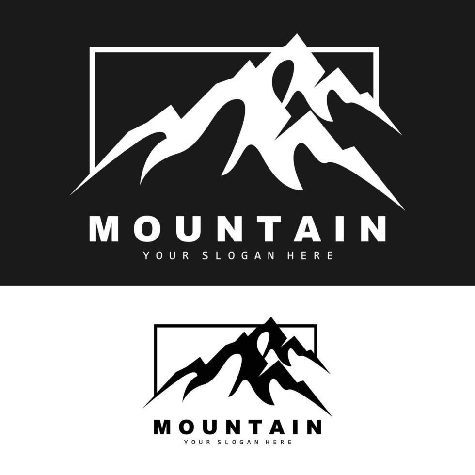 design de logotipo de montanha, lugar vetorial para caminhante de amantes da natureza vetor