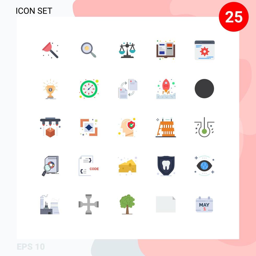 pacote de interface do usuário de 25 cores planas básicas de rodas dentadas balanceie o catálogo de revistas editáveis elementos de design vetorial vetor
