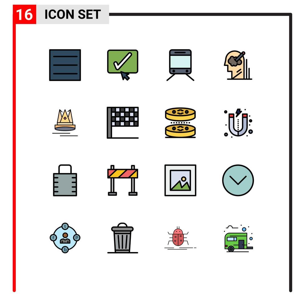 conjunto de 16 sinais de símbolos de ícones de interface do usuário modernos para conteúdo de marketing viagens ideia premuim elementos de design de vetor criativo editáveis