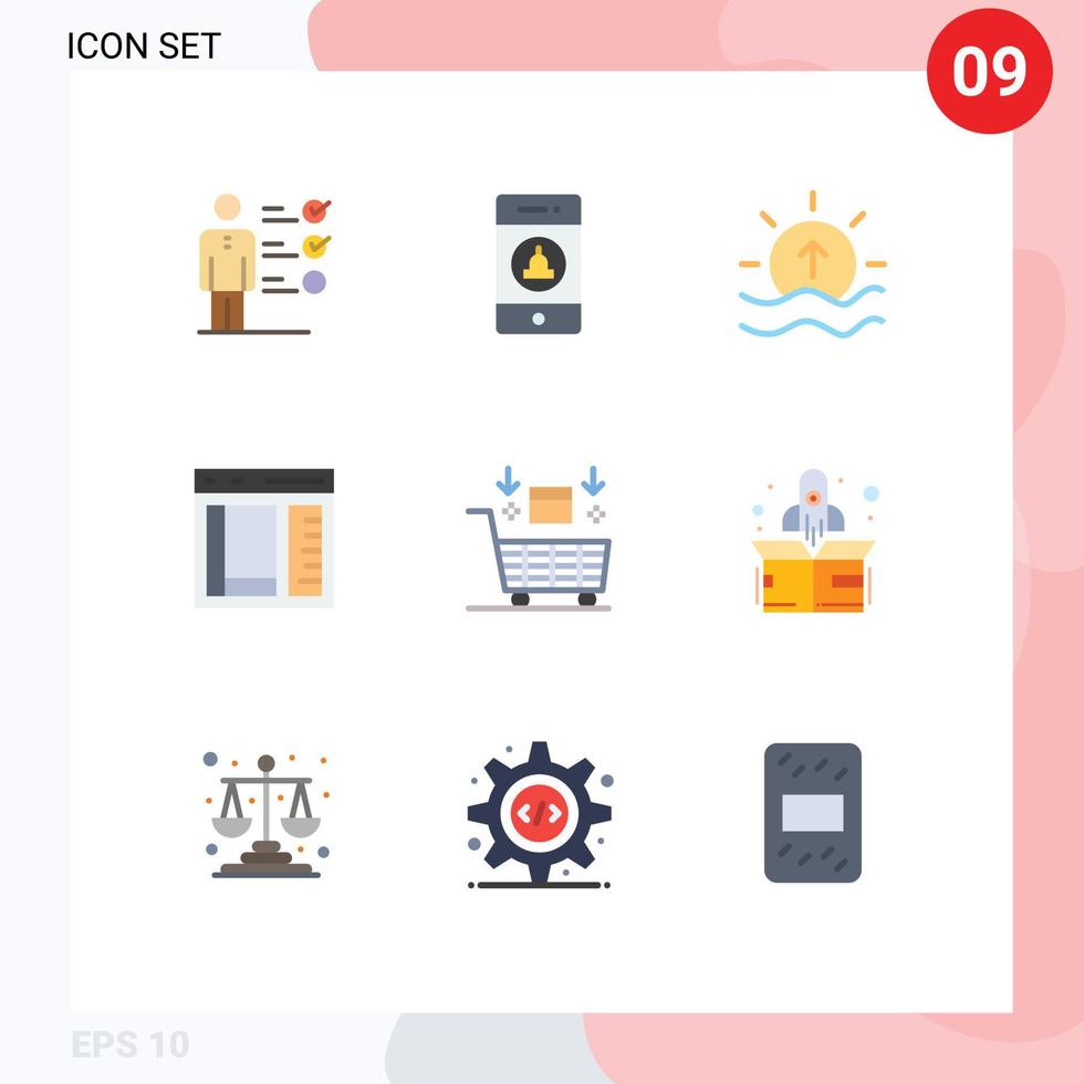 pacote de ícones vetoriais de estoque de 9 sinais e símbolos de linha para a página desenvolver dia codificação sol elementos de design vetoriais editáveis vetor
