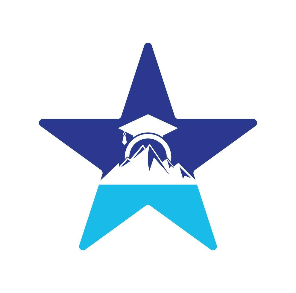 modelo de ícone de design de logotipo de conceito de forma de estrela de educação de montanha. inspiração de design de logotipo de boné de educação de montanha vetor