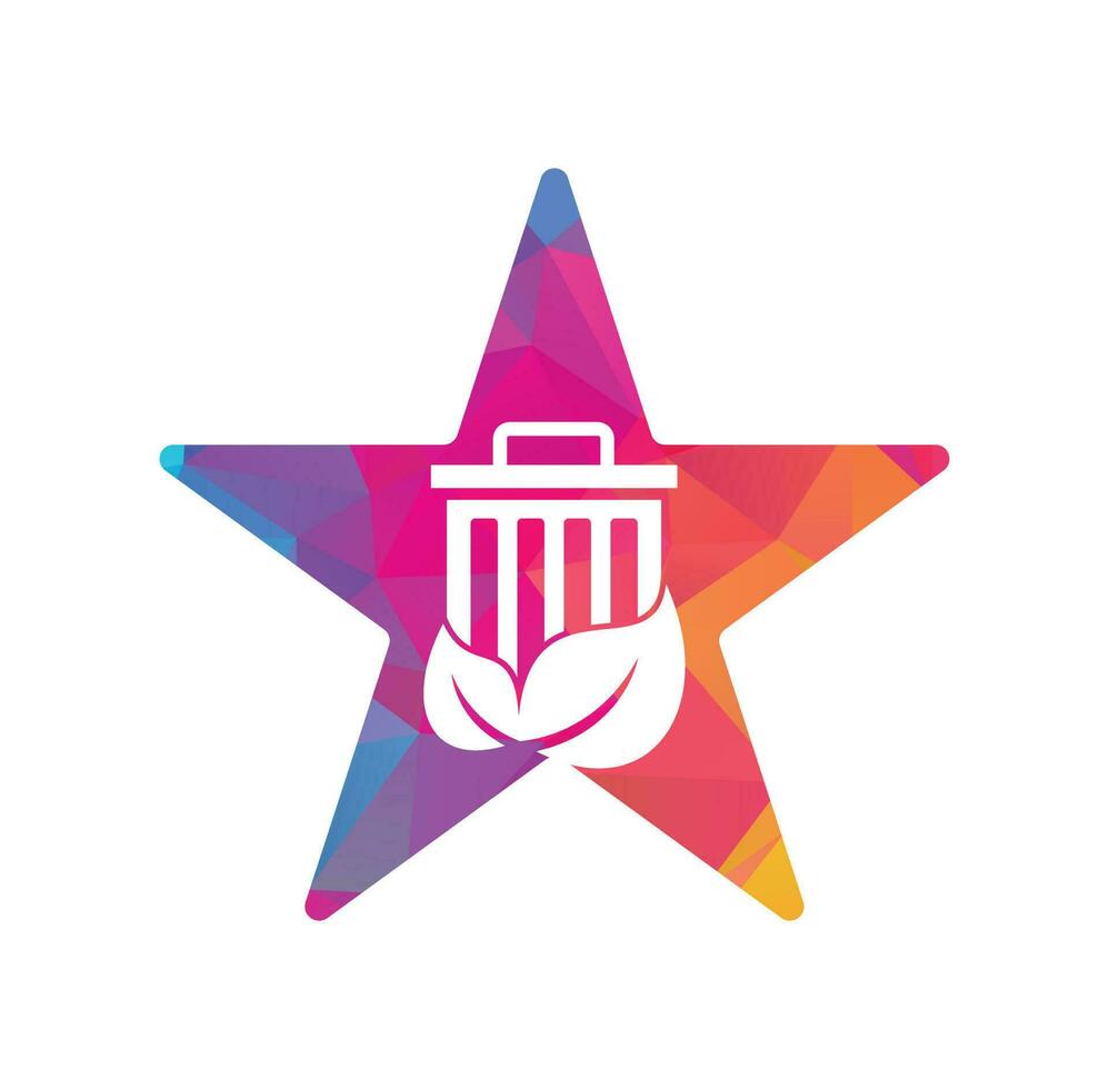 folha lixo ícone de design de logotipo de vetor de conceito de forma de estrela. modelo de logotipo de vetor de lixo.
