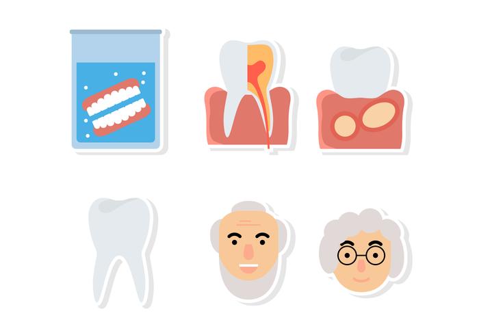 Etiquetas de dentes falsos planos vetor