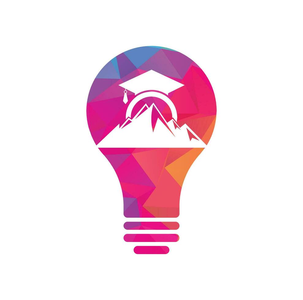 modelo de ícone de design de logotipo de conceito de forma de bulbo de educação de montanha. inspiração de design de logotipo de boné de educação de montanha vetor