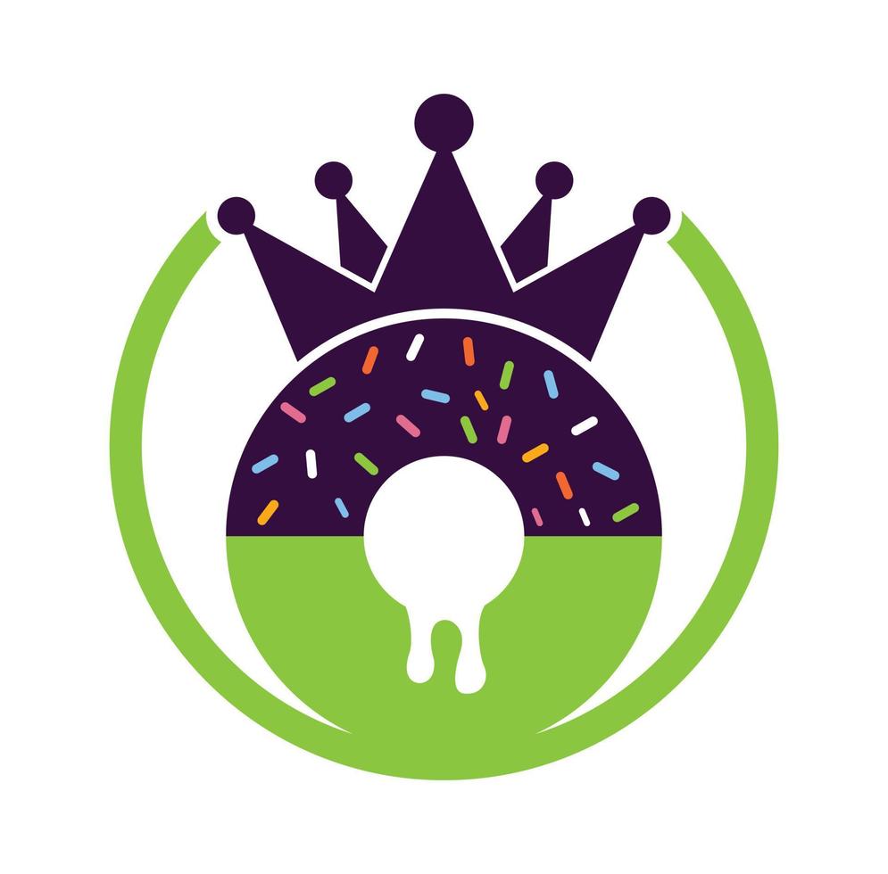 design de logotipo de vetor de rei de padaria. rosquinha com design de logotipo de ícone de coroa rei.