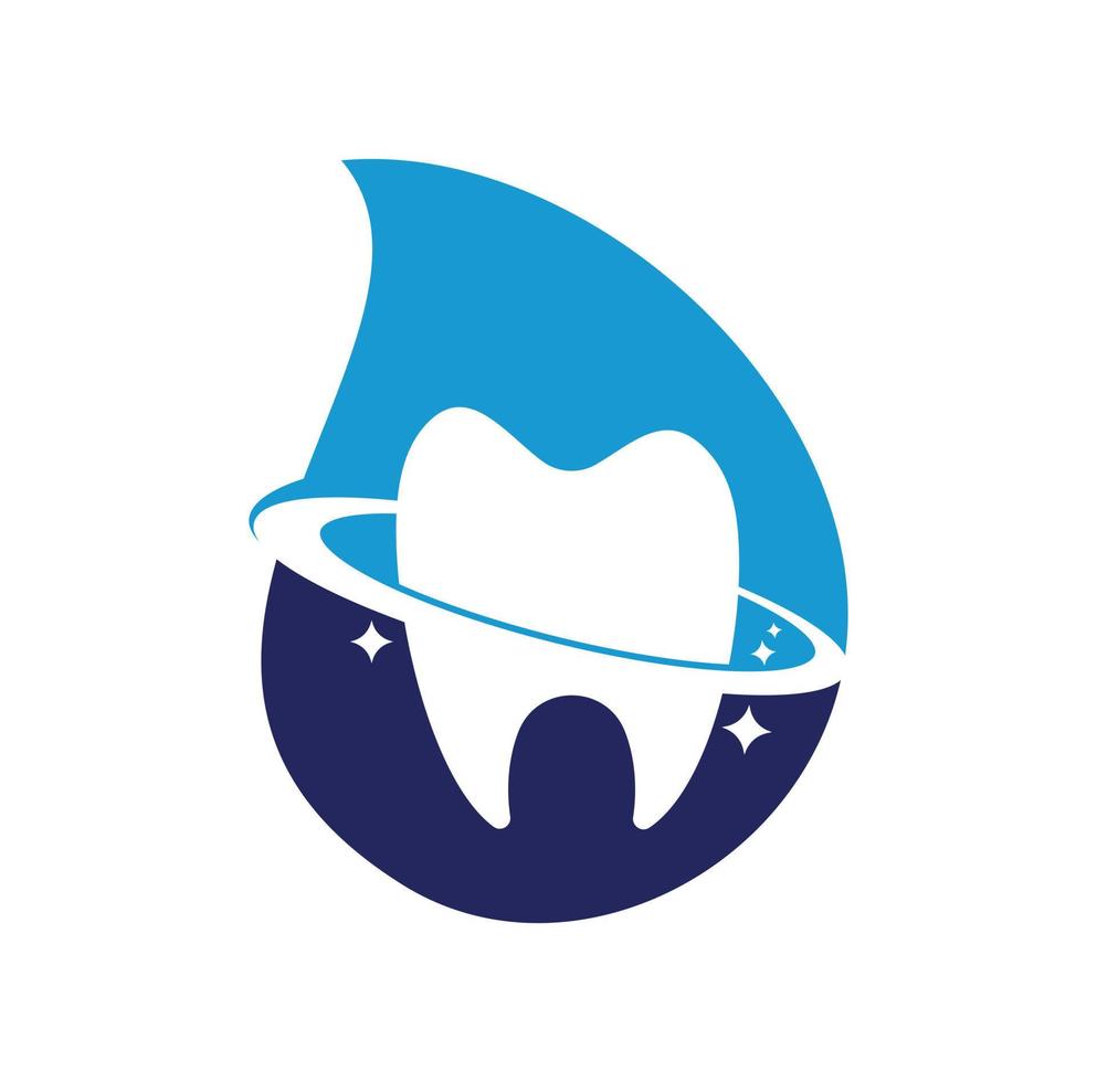 projeto dental do logotipo do vetor do conceito da forma da gota do planeta. conceito de logotipo de vetor de clínica odontológica.
